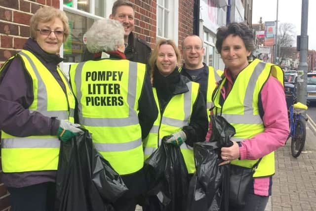 Flick Drummond helps clear up litter in Portsmouth