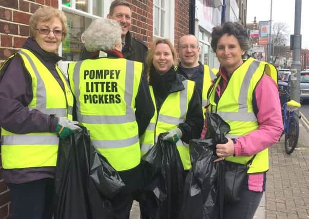 Flick Drummond helps clear up litter in Portsmouth