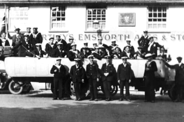 Sailors on a trip out to the Staunton Arms, near Rowlands Castle. Picture from Ellis Norrells collection