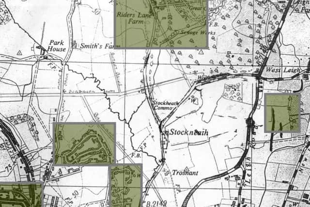 The locations of five camps in the Bedhampton and Leigh Park area. Four of the camps were for naval use