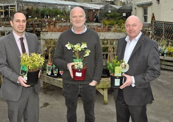 Martin Stewart, managing director of Stewarts Garden Centres (centre) with (left) Darren Valet, assistant audit manager of PKF Francis Clark, and Mark Johns, partner at PKF Francis Clark      Picture: Deep South Media