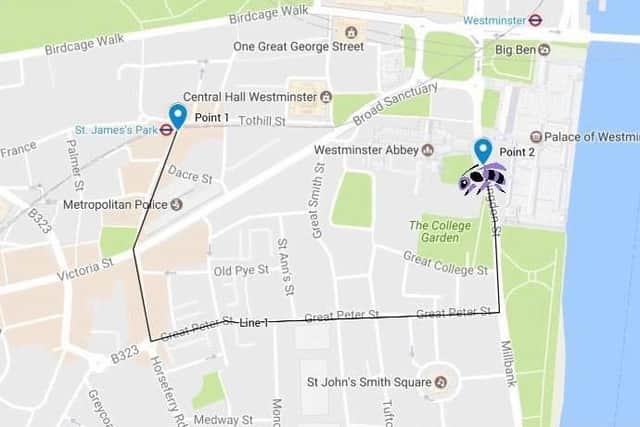 The route of the march. Credit: WASPI Facebook