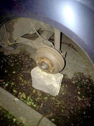 Catherine Hulme, 22, from Denmead, came out to her car inMill Road at 5.30am on Tuesday to find a wheel had been stolen