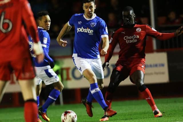 Enda Stevens in action for Pompey against Crawley on Tuesday night Picture: Joe Pepler