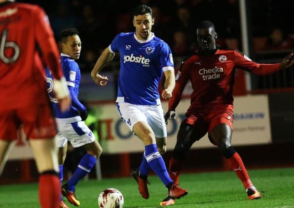 Enda Stevens in action for Pompey against Crawley on Tuesday night Picture: Joe Pepler