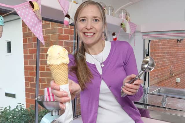 Emma Rogers in her ice cream trailer Picture: Habibur Rahman (170250-36)