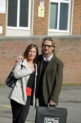 Alison Brett and Mark Lewis outside Portsmouth Magistrates' Court.