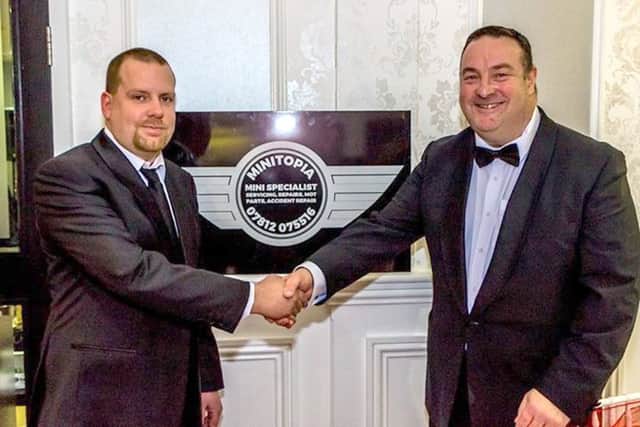 Ray Wareham, owner of Minitopia, with Steve Wardle, chairman of the Alex Wardle Foundation