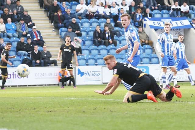 Pompey front man Eoin Doyle scored in Saturday's 4-0 win at Colchester Picture: Joe Pepler