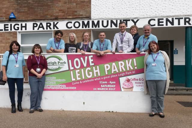 Volunteers and staff outside Leigh Park Community Centre