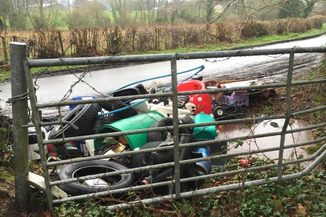 Fly-tipping in Biddenfield Lane, Shedfield