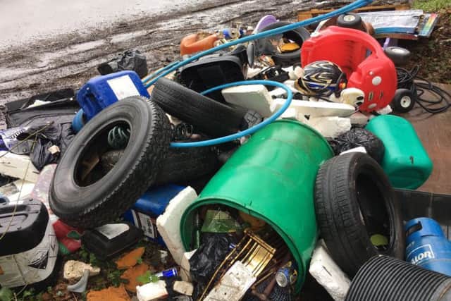 Fly-tipping in Biddenfield Lane, Shedfield