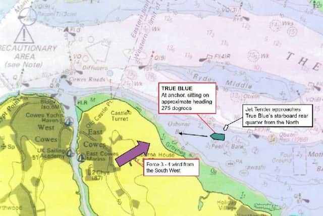A map showing the movements of the boats. Credit: Hampshire Constabulary