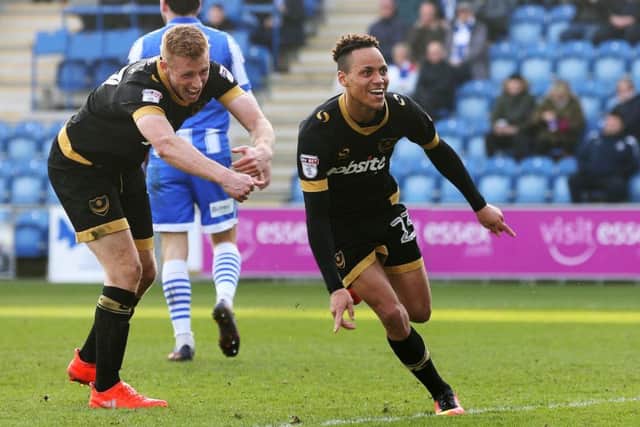 Kyle Bennett celebrates scoring against Colchester on Saturday Picture: Joe Pepler