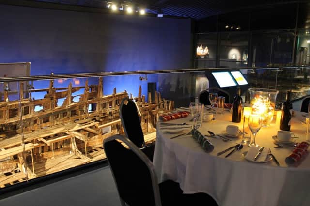 One of the tables at the Mary Rose Museum