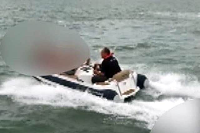 A still taken from footage issued by Hampshire police of a Williams Turbojet 325 rigid inflatable boat (Rib) being driven by Aaron Brown
