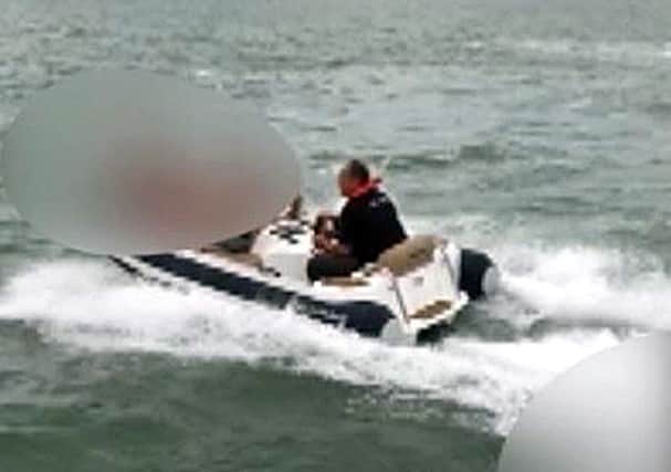 A still taken from footage issued by Hampshire police of a Williams Turbojet 325 rigid inflatable boat (Rib) being driven by Aaron Brown