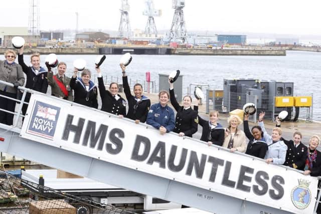 Veterans of the Women's Royal Naval Service, families of veterans and serving sailors on board HMS Dauntless