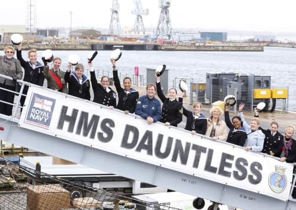 Veterans of the Women's Royal Naval Service, families of veterans and serving sailors on board HMS Dauntless