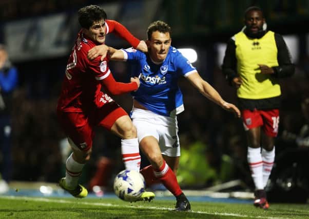 Kal Naismith in action for Pompey against Grimsby on Tuesday night Picture: Joe Pepler
