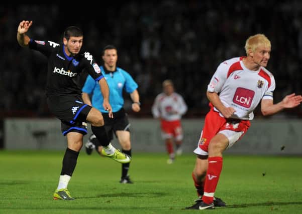 Nadir Ciftci in action for Pompey against Stevenage in August 2010