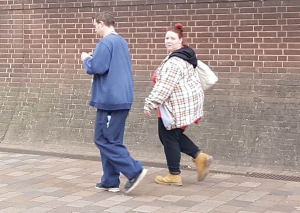Stephanie Brewer, 21, and Michael Brookes, 32, both of no fixed abode, outside Portsmouth Crown Court