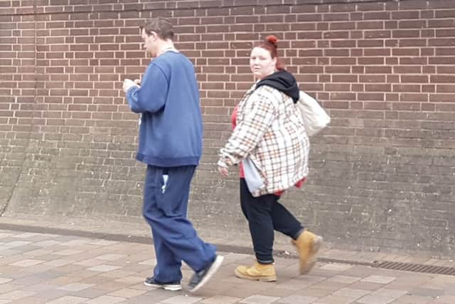 Stephanie Brewer, 21, and Michael Brookes, 32, both of no fixed abode, outside Portsmouth Crown Court