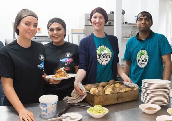 From left, Grace Smith, Amelia Whittingham, Sophie Meechan and Agnivesh Sathasivam, just some of the team that helped prepare and serve the mealsPicture: Keith Woodland (170420-003)