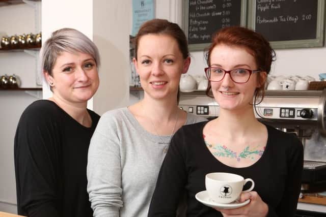 (L-r) Zoe Fox, owner Jennifer Wilkie and Eleanor Bradbury at T & Thistle Picture: Habibur Rahman