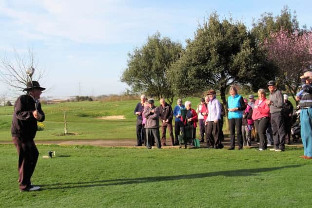 Nigel Pritchard, left, tees off at Cams Hall Golf Club