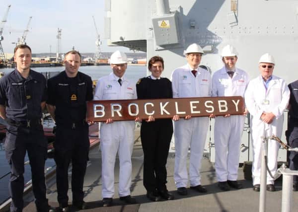Some of the ship's company who have been reunited with HMS Brocklesby