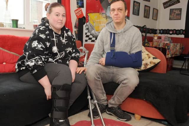 Roxanne Richardson (26), with her partner Mark Dennis (29)  Picture: Sarah Standing (170387-4019)