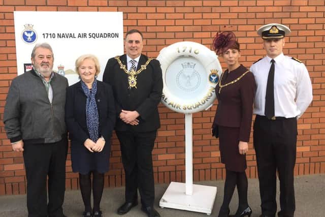 From left, Keith Shaw, Sharron Doran, Lord Mayor and Lady Mayoress, and Cdr Chris Ling