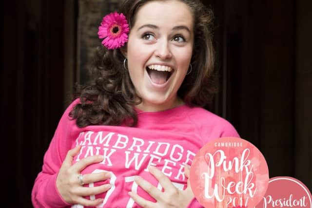 Olivia Buckland, who is the president of Pink Week at Cambridge University and has survived Hodgkin Lymphoma herself