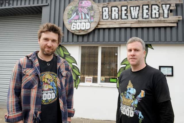 Staggeringly Good owners (l-r) Joe Ross (37) from Southsea and Jonathan Chapman (36) from Worthing, in the brewery.  Picture: Sarah Standing