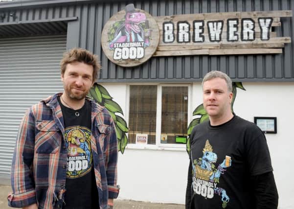Staggeringly Good owners (l-r) Joe Ross (37) from Southsea and Jonathan Chapman (36) from Worthing, in the brewery.  Picture: Sarah Standing