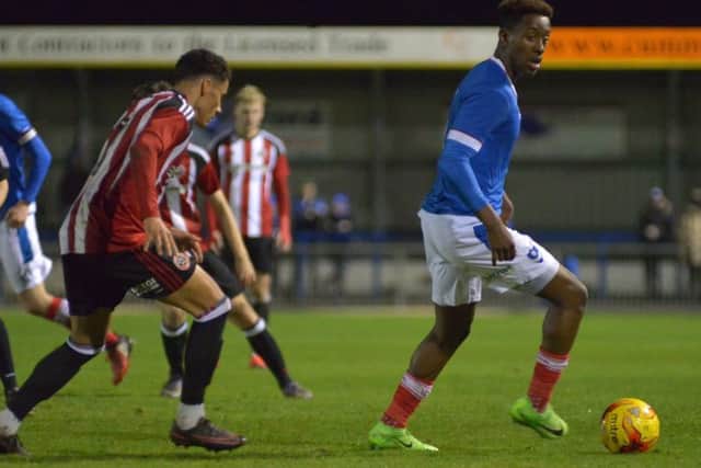 Jamal Lowe in reserves action against Sheffield United on Monday night Picture: Colin Farmery