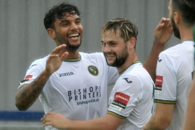 Hawks man Theo Lewis missed a chance to level against Dulwich Hamlet