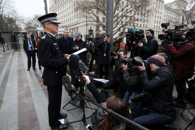Mark Rowley, Assistant Commissioner for Specialist Operations in the Metropolitan Police, speaking outside Scotland Yard in London. Jonathan Brady/PA Wire.