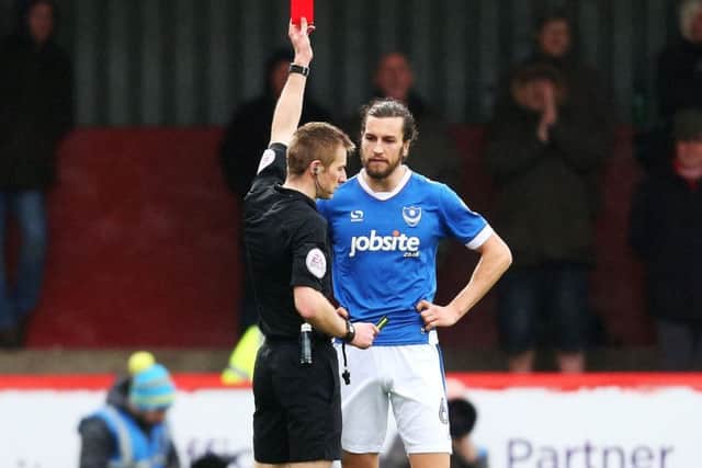 Christian Burgess saw red at Stevenage last Saturday Picture: Joe Pepler