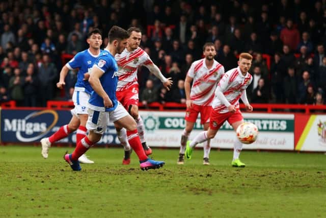 Conor Chaplin missed a penalty in the 3-0 loss at Stevenage