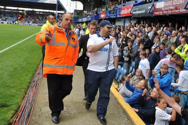 Sulaiman Al Fahim goes walkabout around Fratton Park in 2009 as he meets the Pompey fans