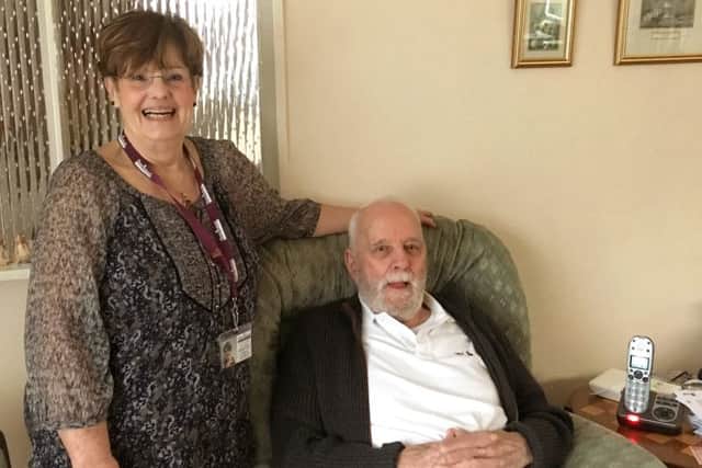 Brenda Powell, left, and her client Peter