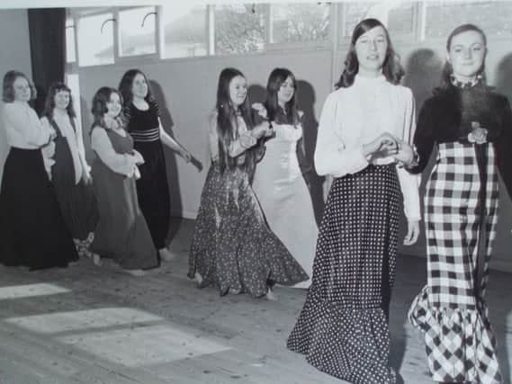 Country dancing at Mayville High School, 1973.