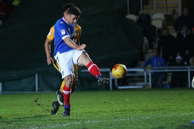 Enda Stevens scored his first goal for Pompey at Newport on Boxing Day