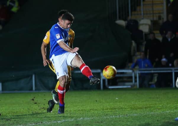 Enda Stevens scored his first goal for Pompey at Newport on Boxing Day