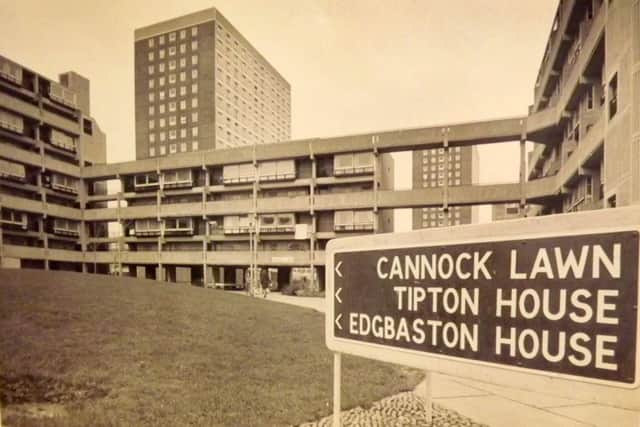 Looking towards Tipton House  with the now-demolished  Cannock Lawn on the left.