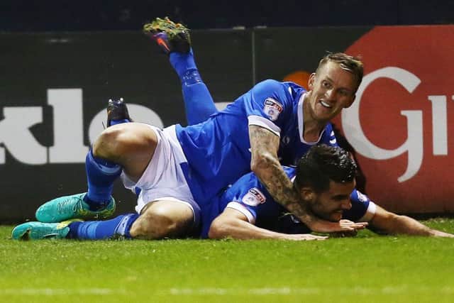Carl Baker and Gareth Evans celebrate the latters goal in the 3-1 win against Luton last November