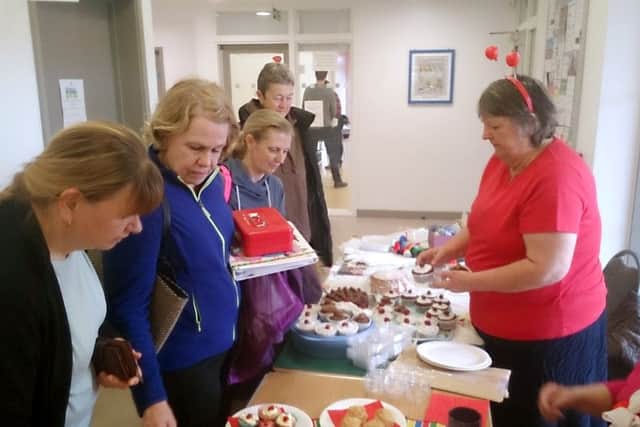 Portchester Townswomens Guild during their Red Nose Day cake sale