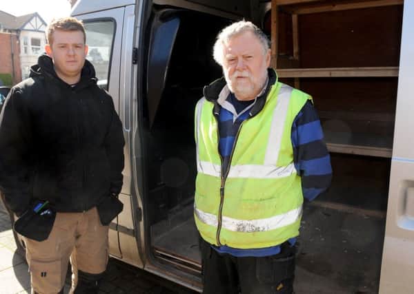 Lawrence Harmer and his dad John from Portsmouth, had more than Â£6,000 of tools stolen from their van overnight  Picture: Sarah Standing (170405-4462)